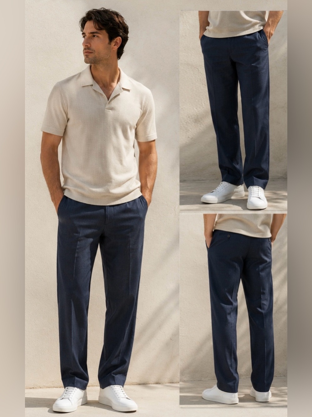 AXIST Classic Straight-Leg Dress Pants in Navy Blue